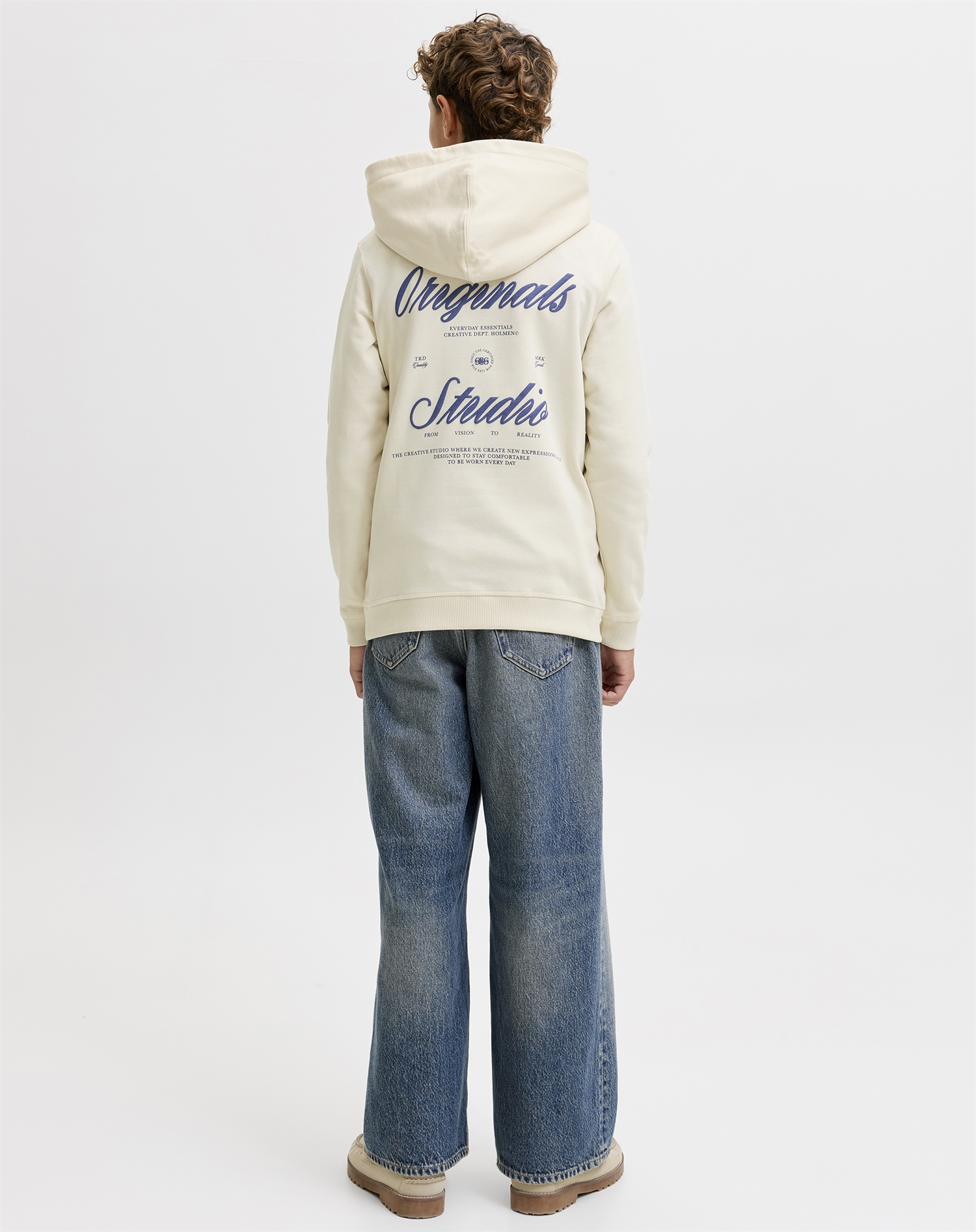 Jack & Jones Junior - JORNorrebro Typo Back Sweat Hoodie - Antique White